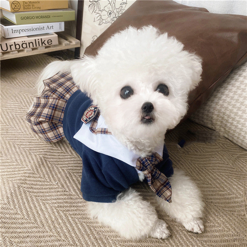Pet Dress British Plaid Sweater Spring