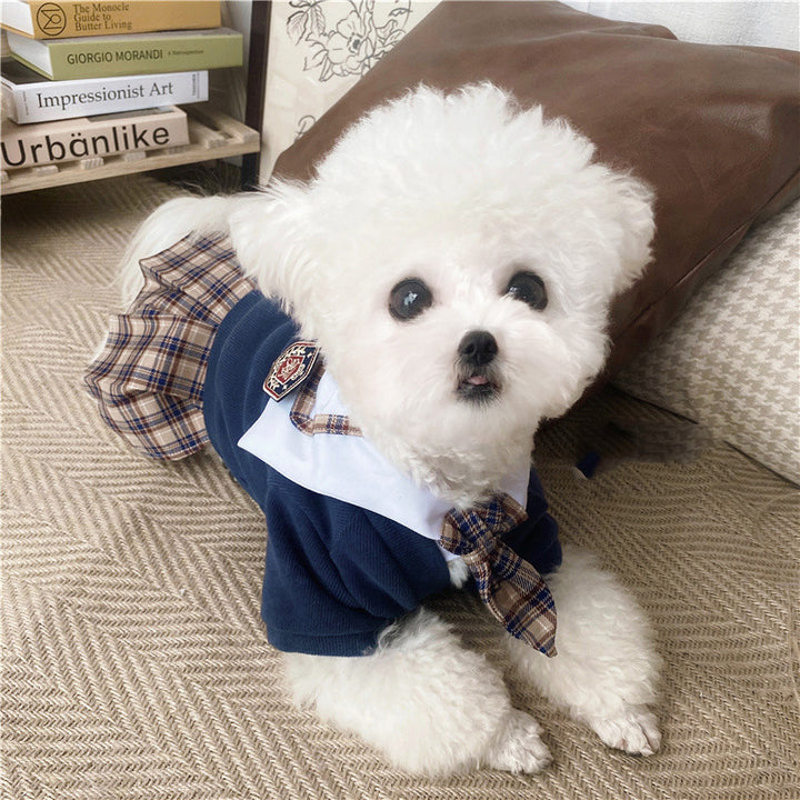Pet Dress British Plaid Sweater Spring