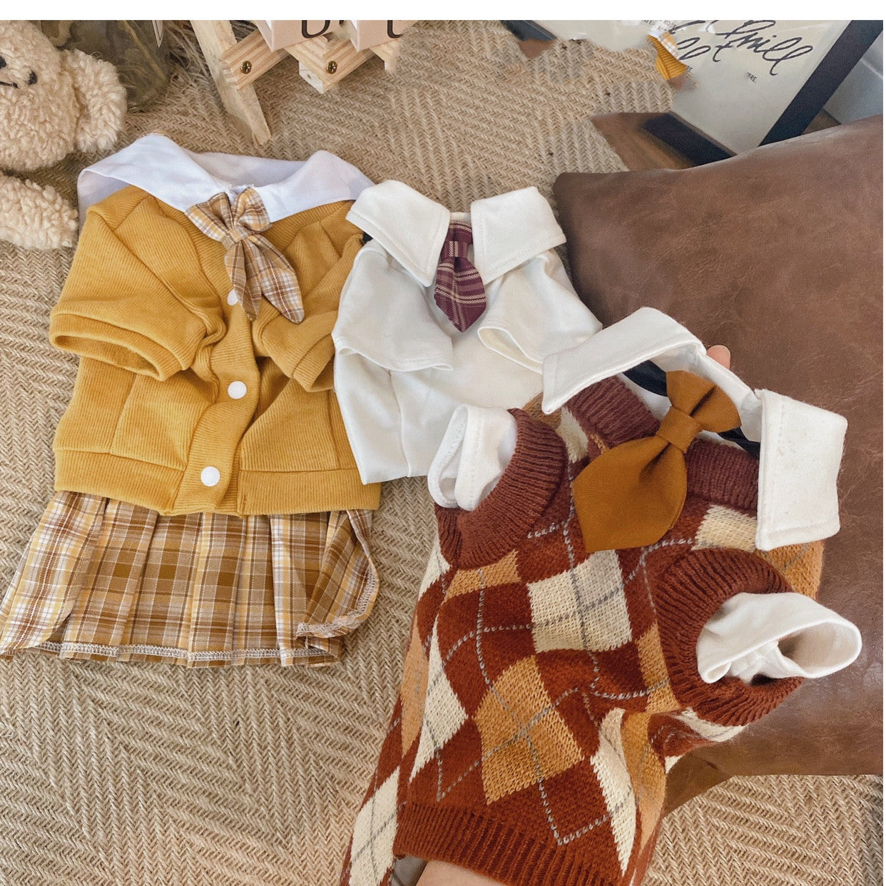 Pet Dress British Plaid Sweater Spring